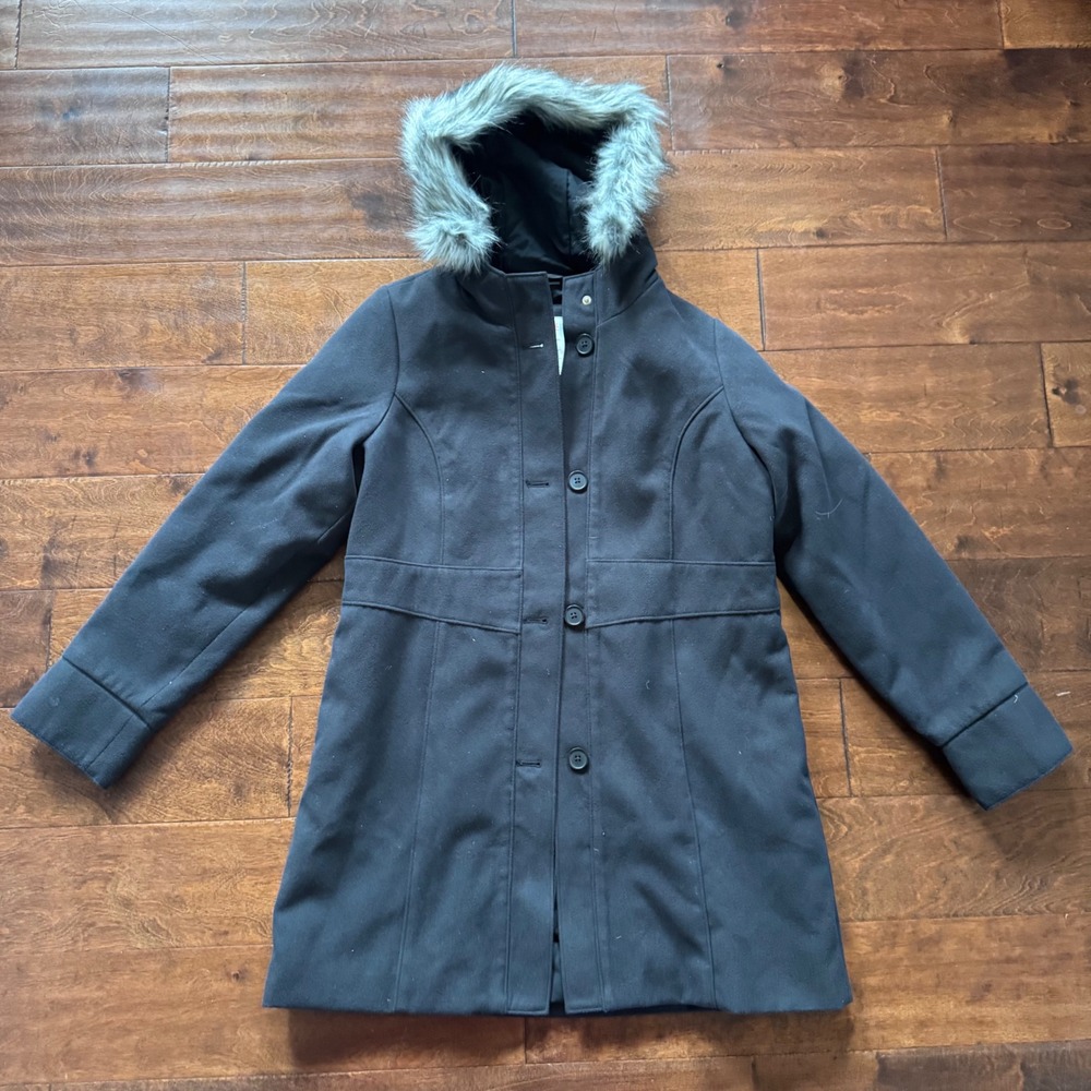 Cat & Jack Girls Black Faux Fur Hood Winter Parka Coat XXL 16 - Picture 2 of 8